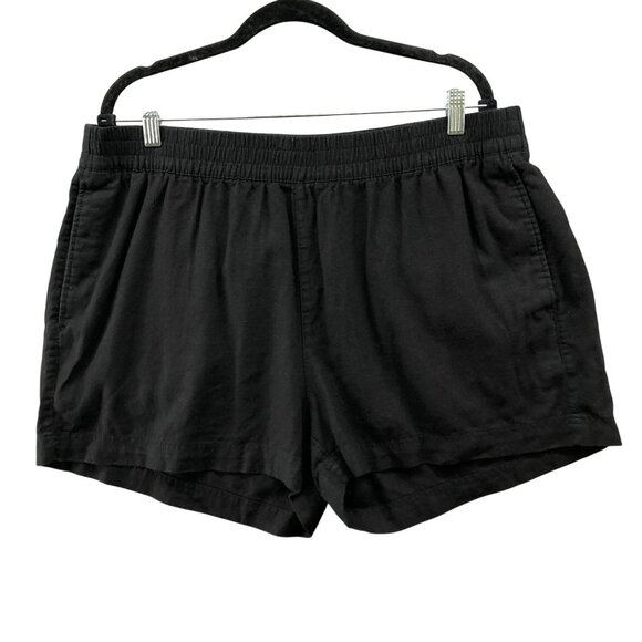 Old Navy Linen Blend Shorts Womens XL Black Pull On 3'' High Rise Comfort - Picture 1 of 9